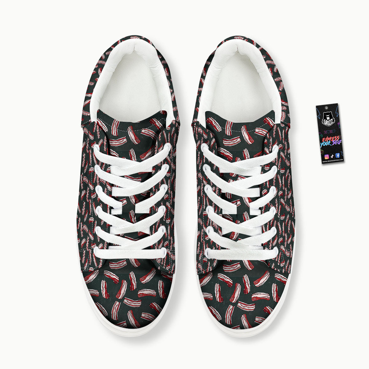 Bacon Black Print Pattern Platform Shoes-grizzshop