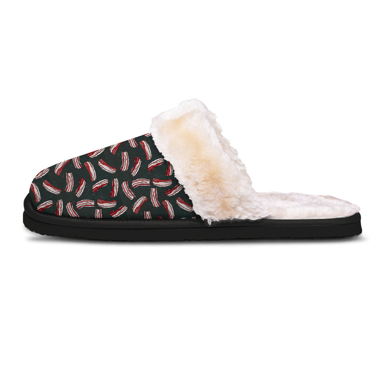 Bacon Black Print Pattern Slippers-grizzshop