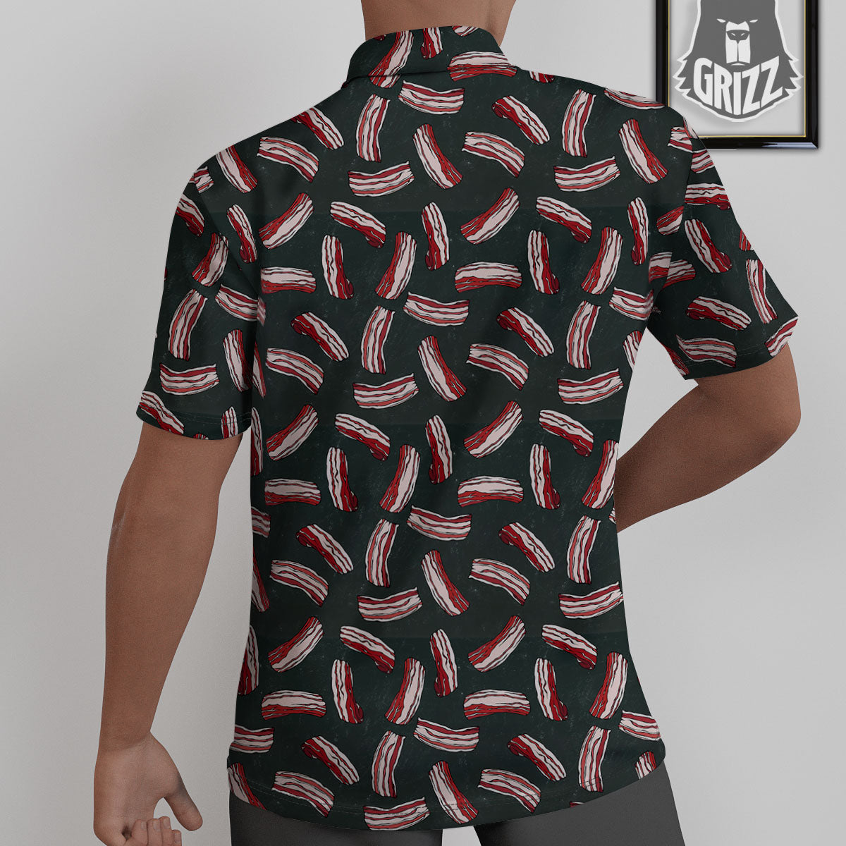 Bacon Black Print Pattern Untucked Shirts-grizzshop