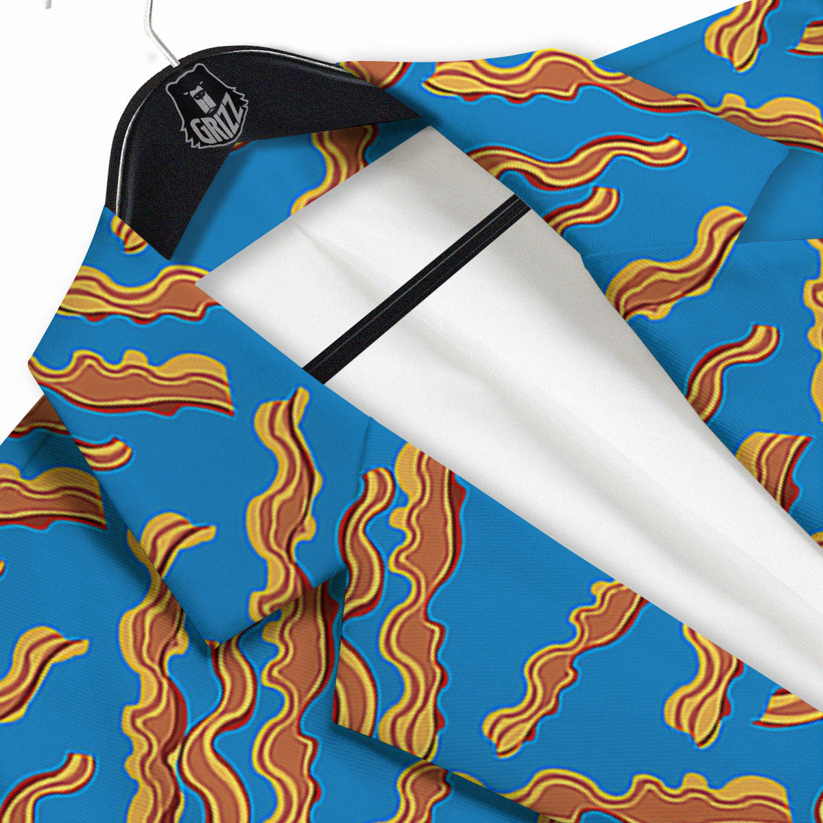 Bacon Blue Crispy Print Pattern Men's Sport Coat-grizzshop