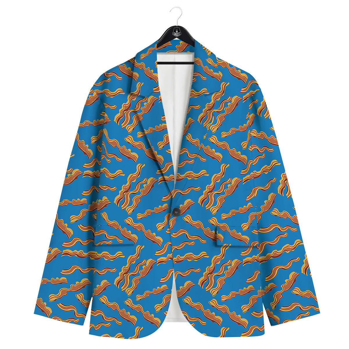 Bacon Blue Crispy Print Pattern Men's Sport Coat-grizzshop