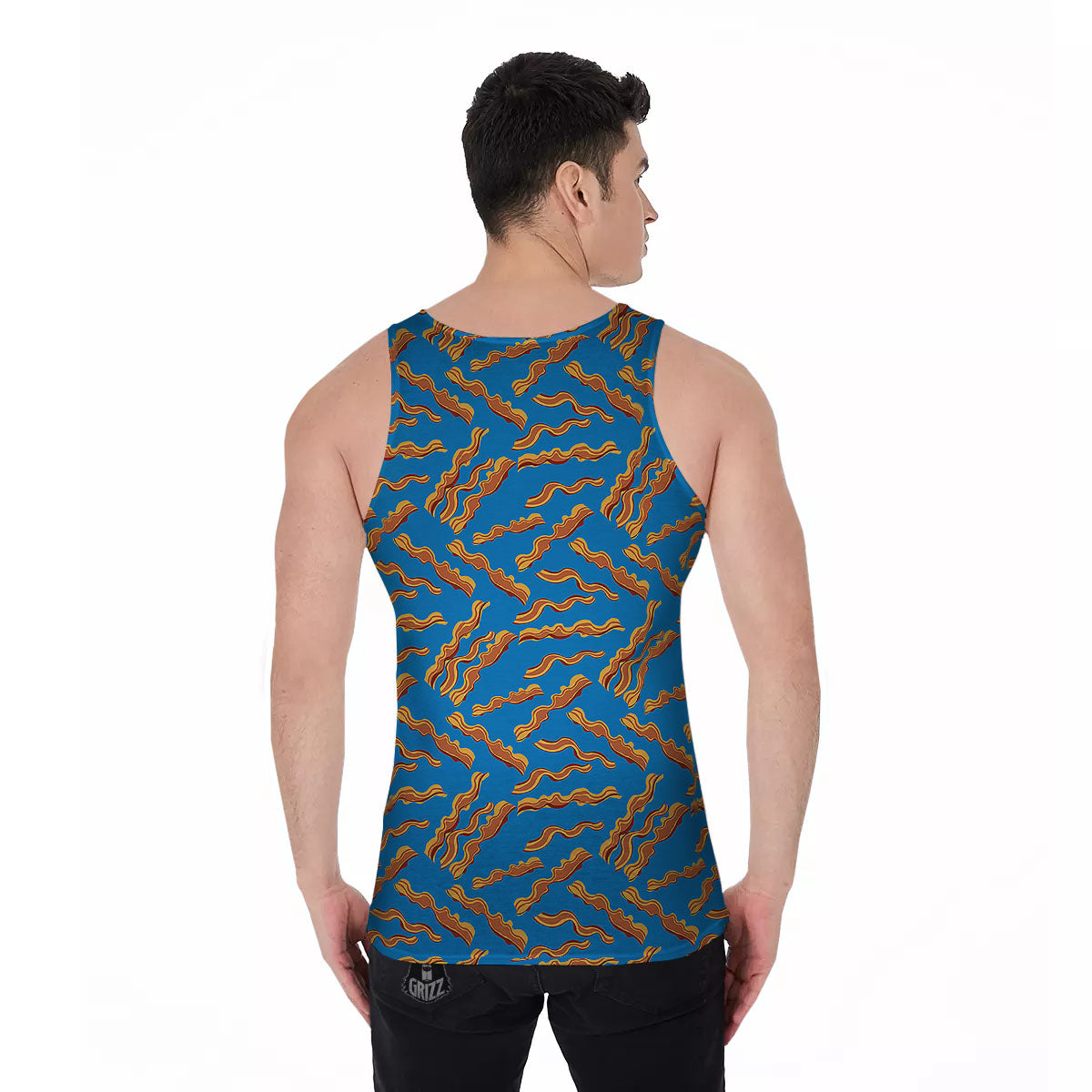 Bacon Blue Crispy Print Pattern Men's Tank Top-grizzshop