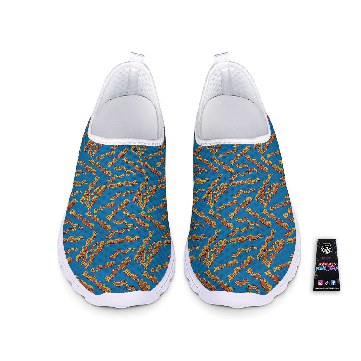 Bacon Blue Crispy Print Pattern Nurse Shoes-grizzshop