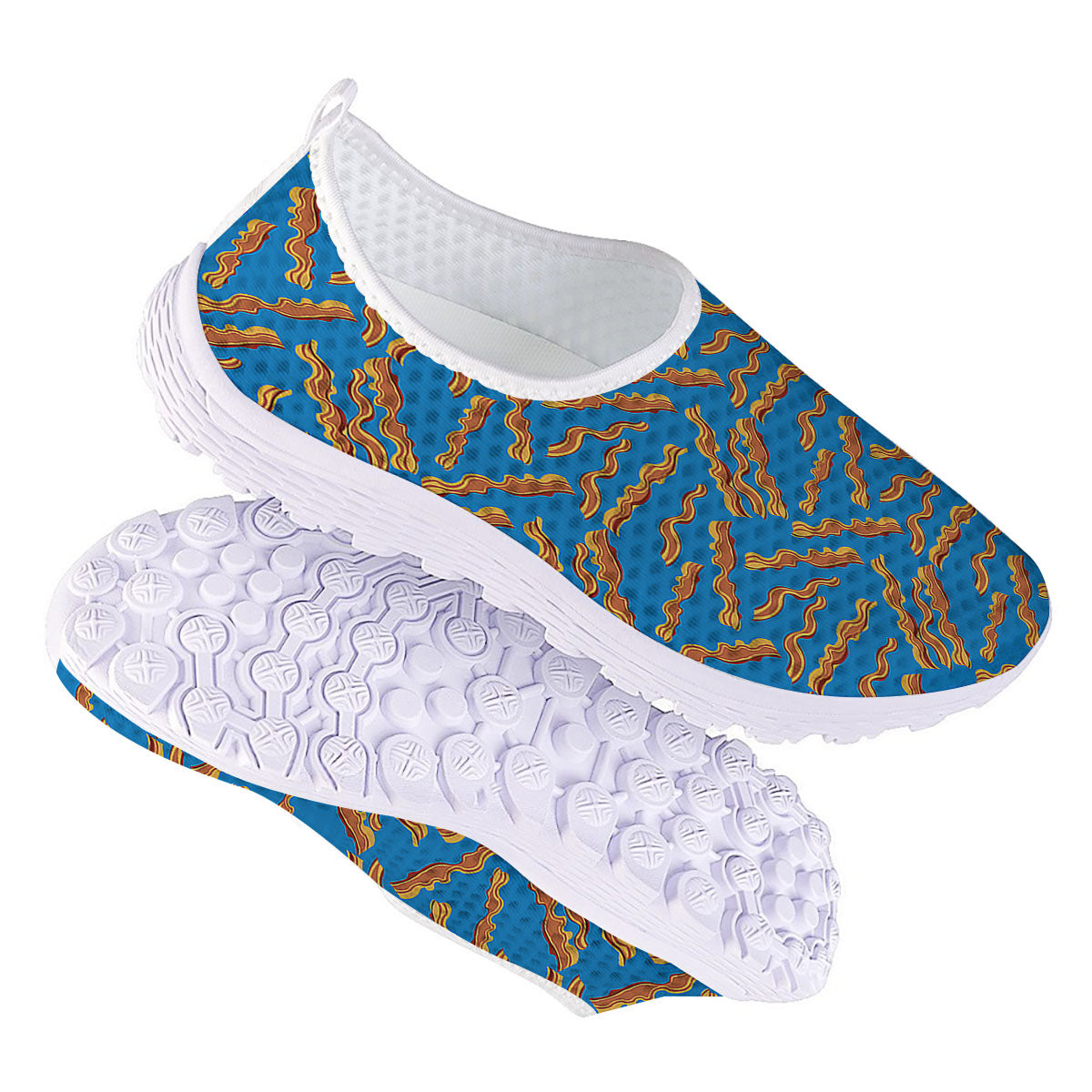 Bacon Blue Crispy Print Pattern Nurse Shoes-grizzshop