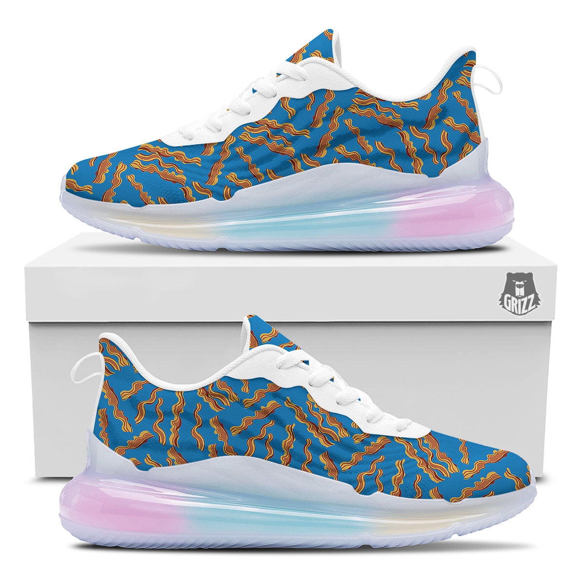 Bacon Blue Crispy Print Pattern Running Sneakers-grizzshop