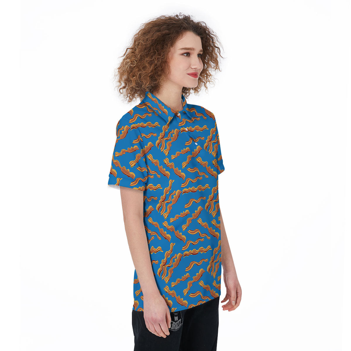 Bacon Blue Crispy Print Pattern Women's Golf Shirts-grizzshop