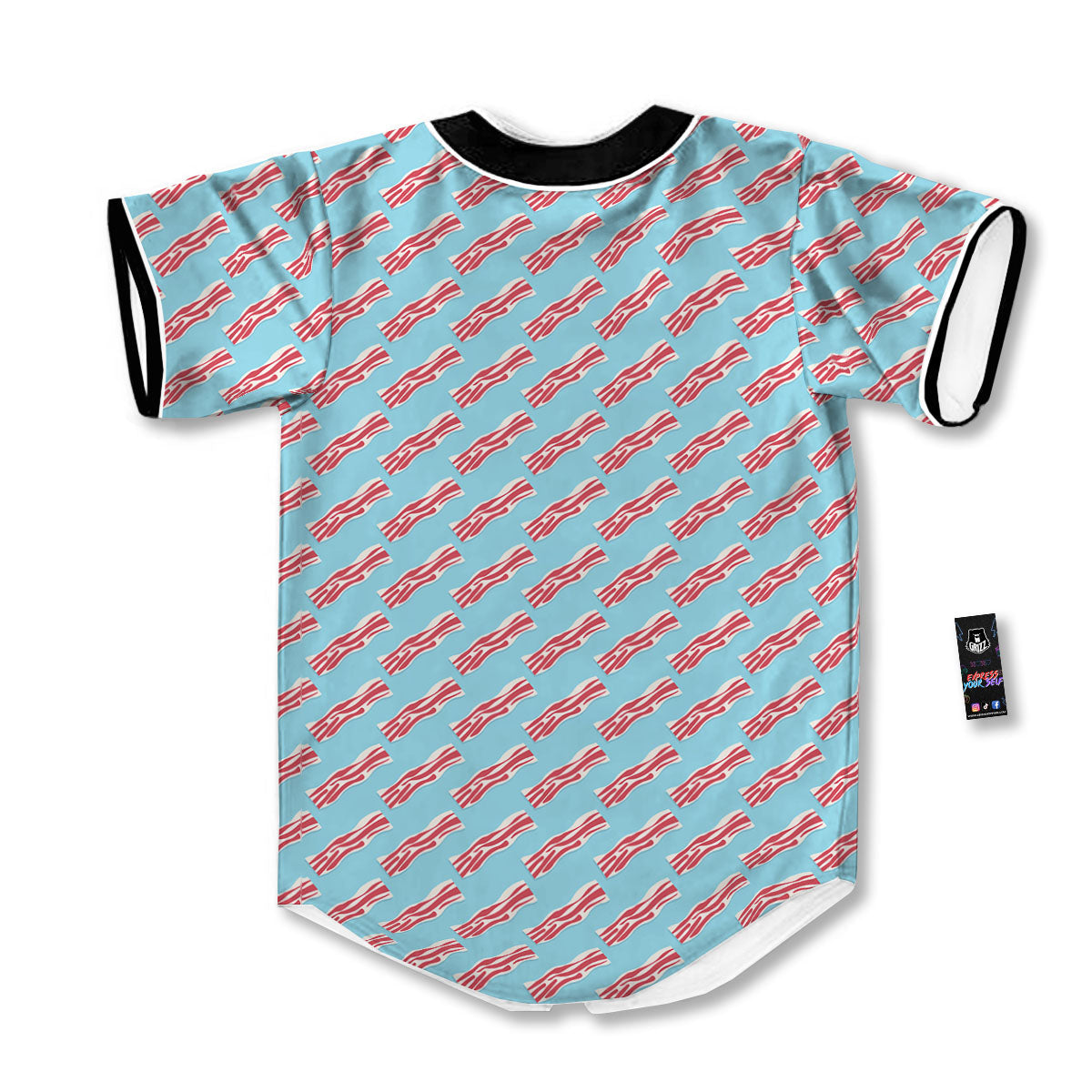 Bacon Blue Print Pattern Baseball Jersey-grizzshop