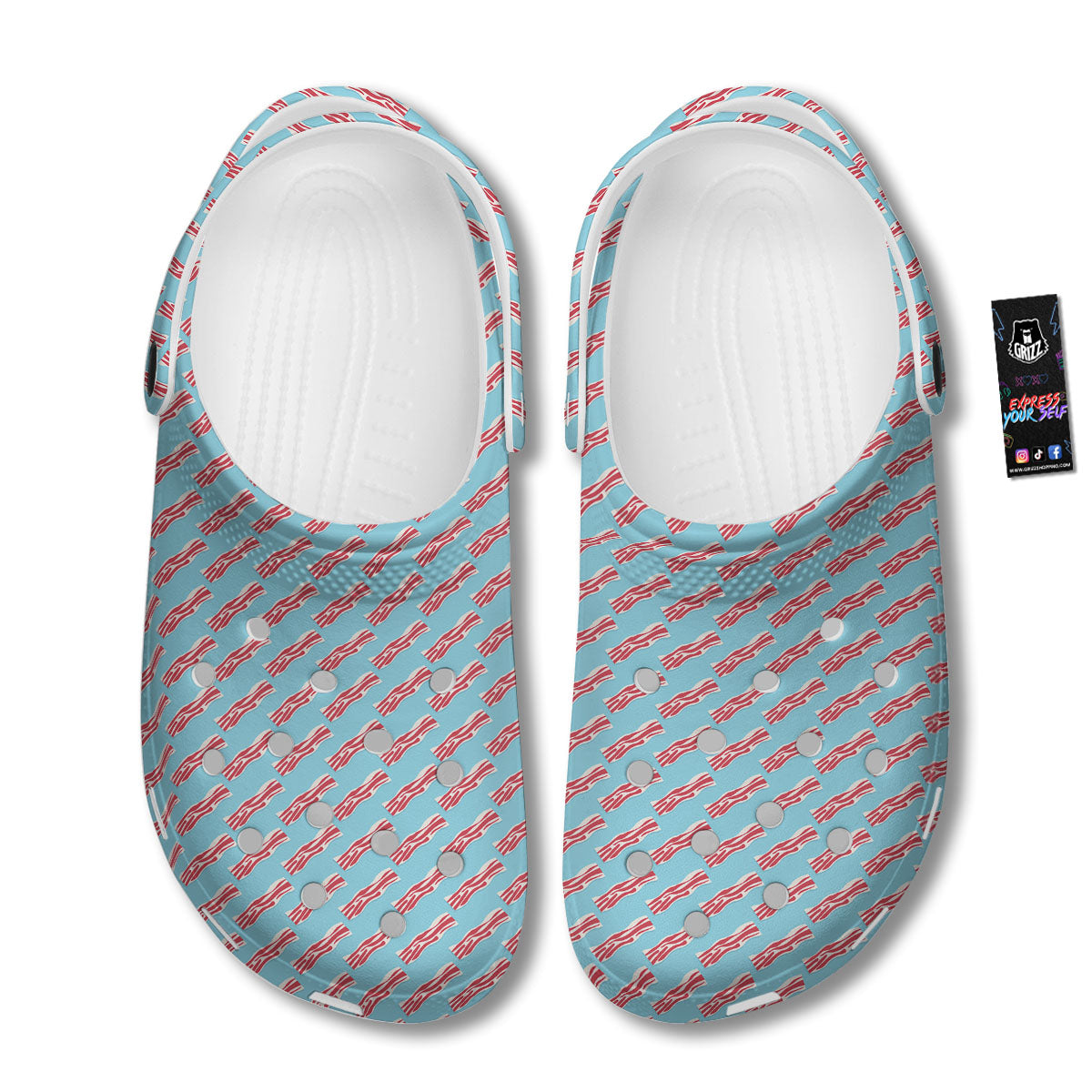 Bacon Blue Print Pattern Clog-grizzshop