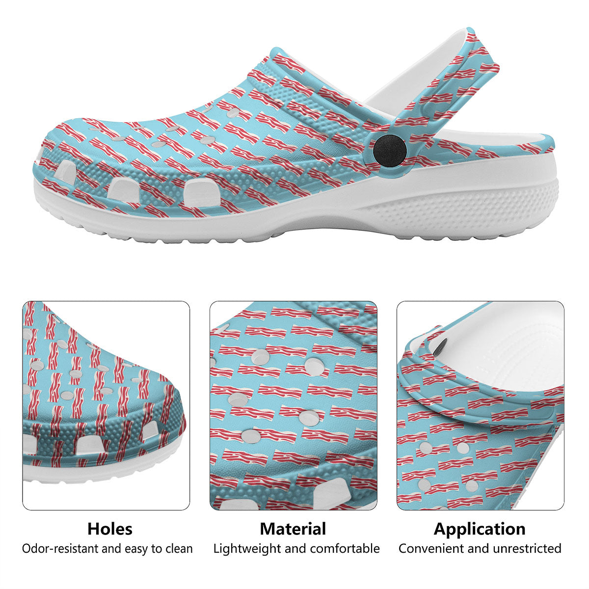 Bacon Blue Print Pattern Clog-grizzshop