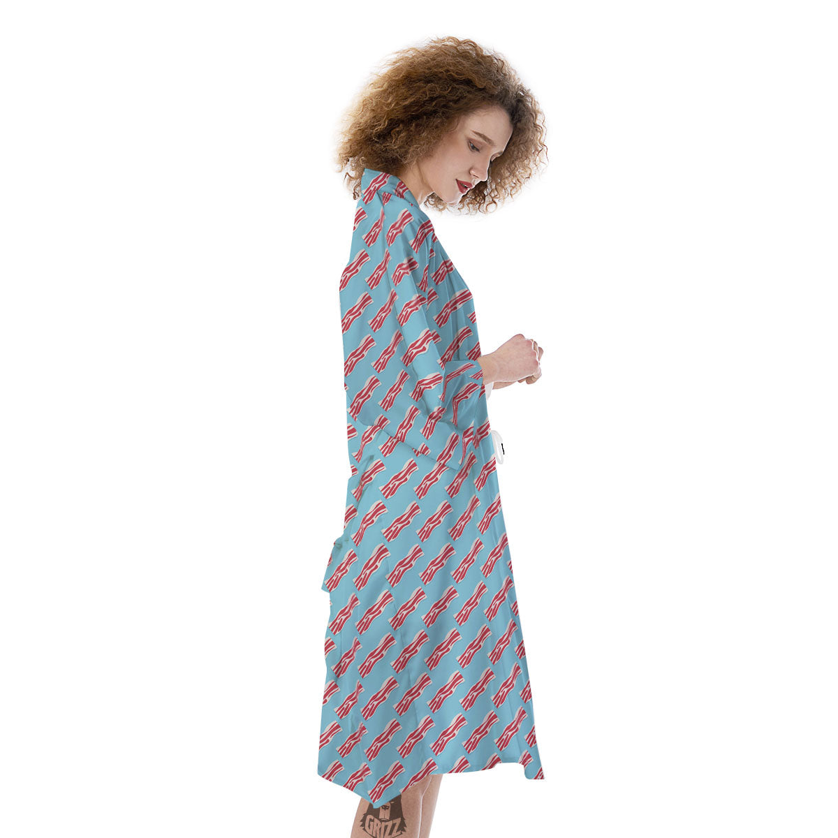 Bacon Blue Print Pattern Kimono-grizzshop