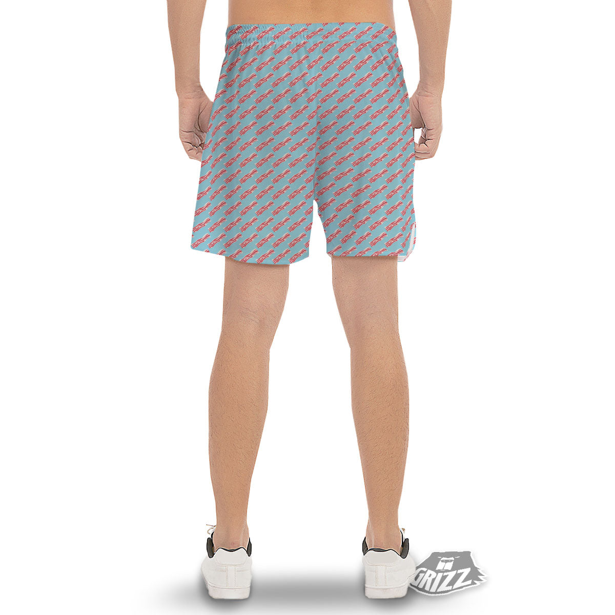 Bacon Blue Print Pattern Men's Gym Shorts-grizzshop
