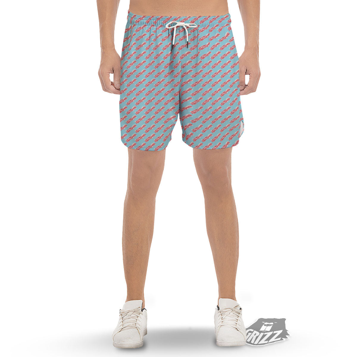 Bacon Blue Print Pattern Men's Gym Shorts-grizzshop