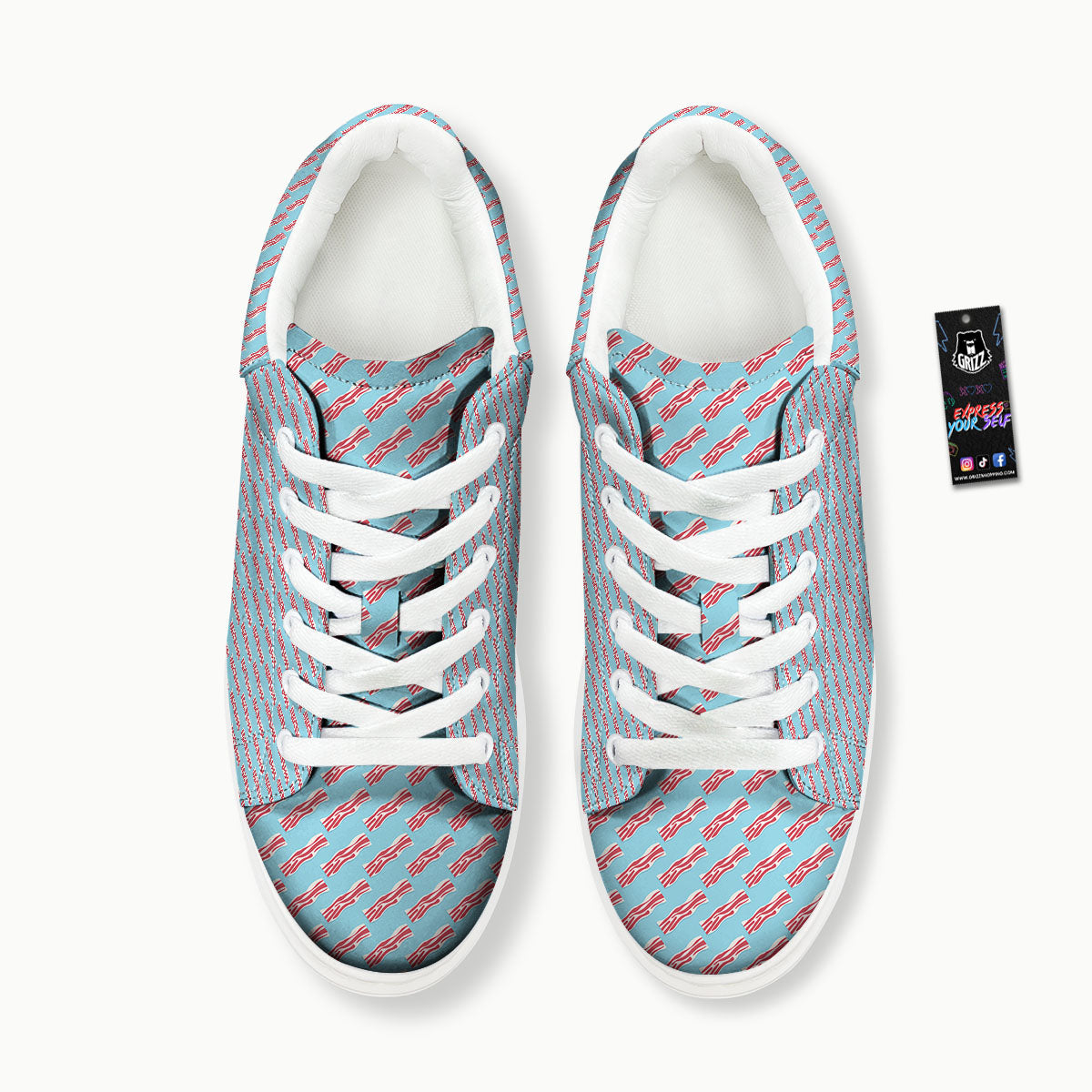 Bacon Blue Print Pattern Platform Shoes-grizzshop