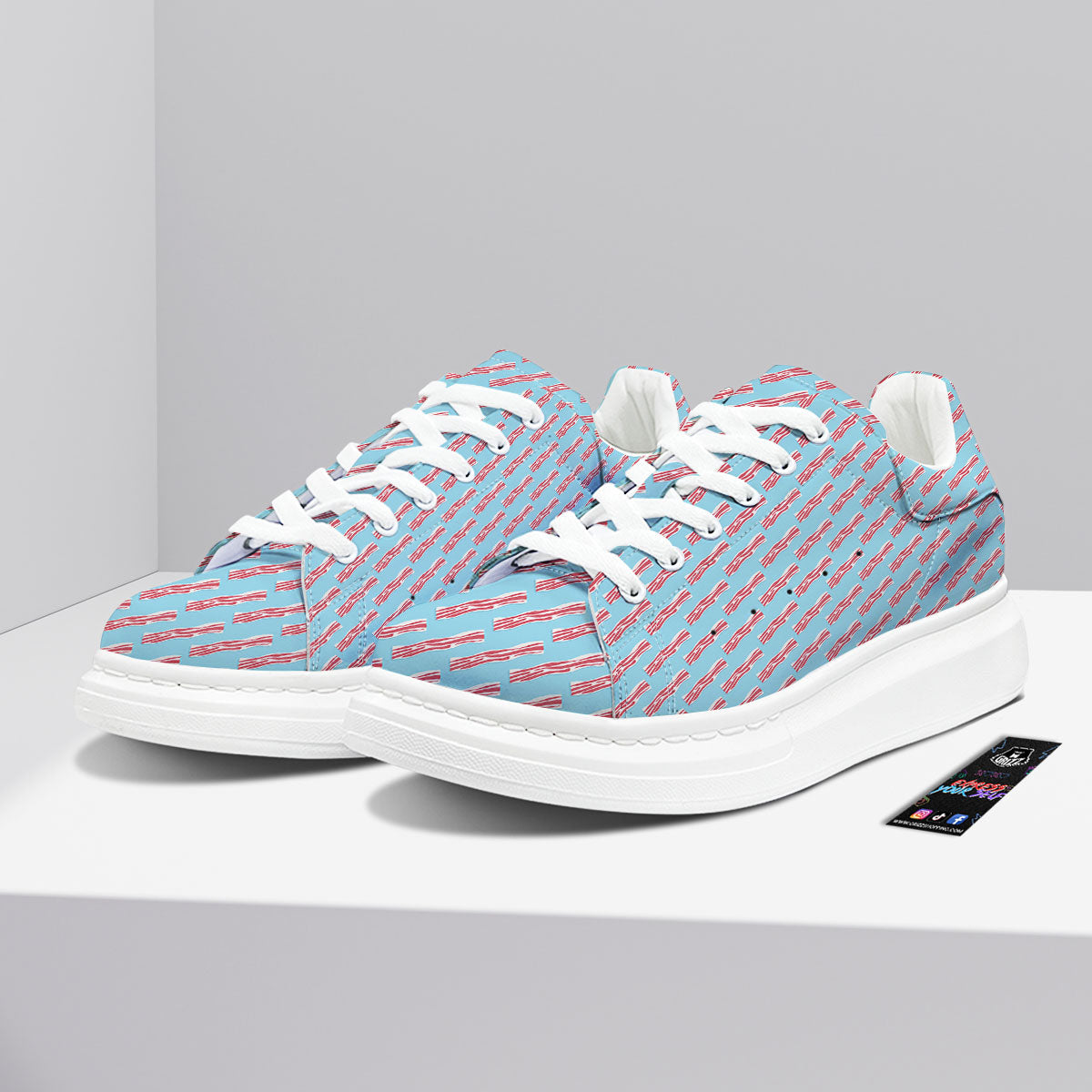 Bacon Blue Print Pattern Platform Shoes-grizzshop