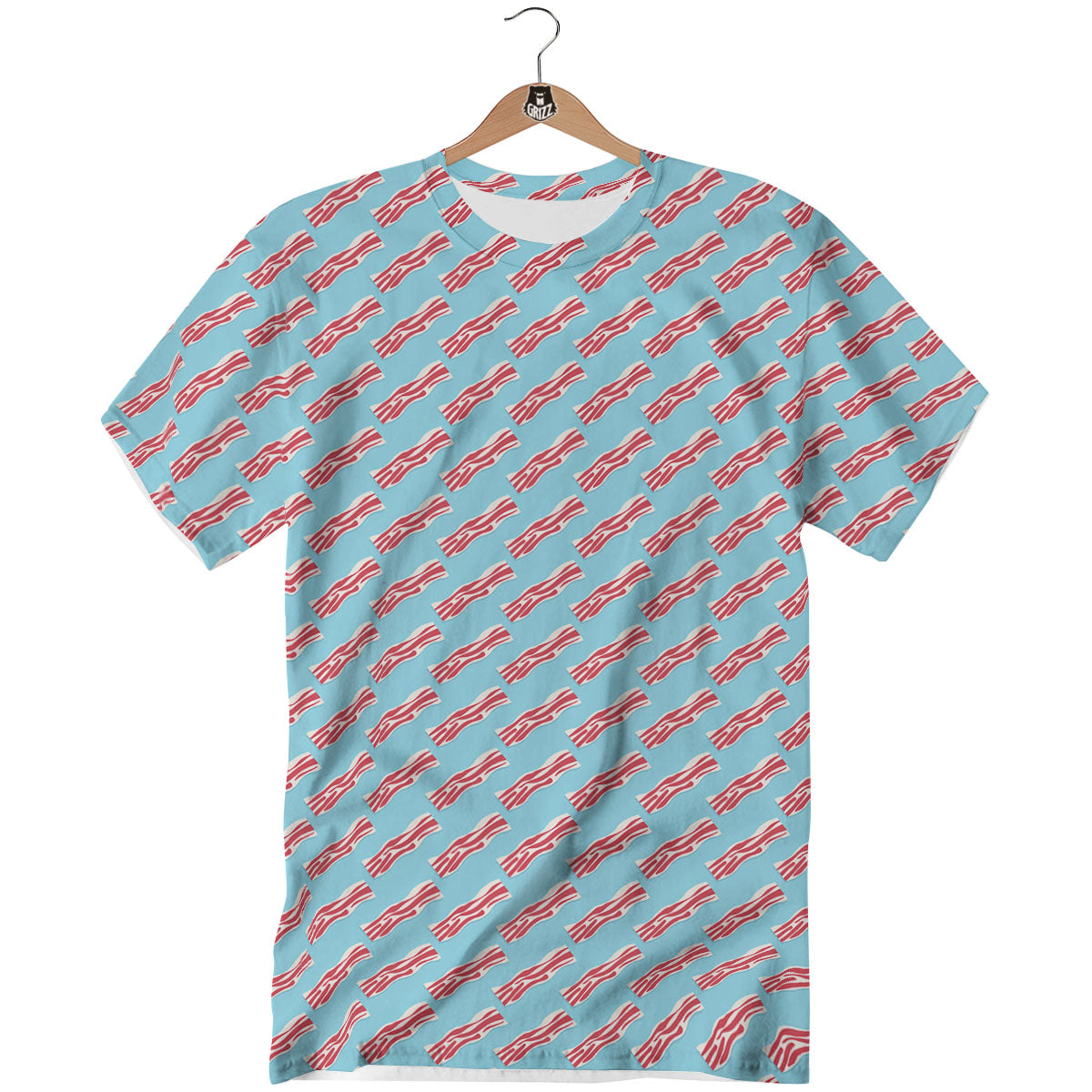 Bacon Blue Print Pattern T-Shirt-grizzshop