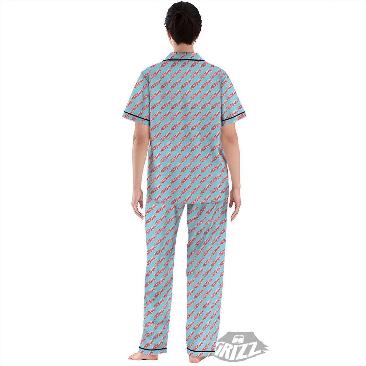 Bacon Blue Print Pattern Women's Pajamas Set-grizzshop