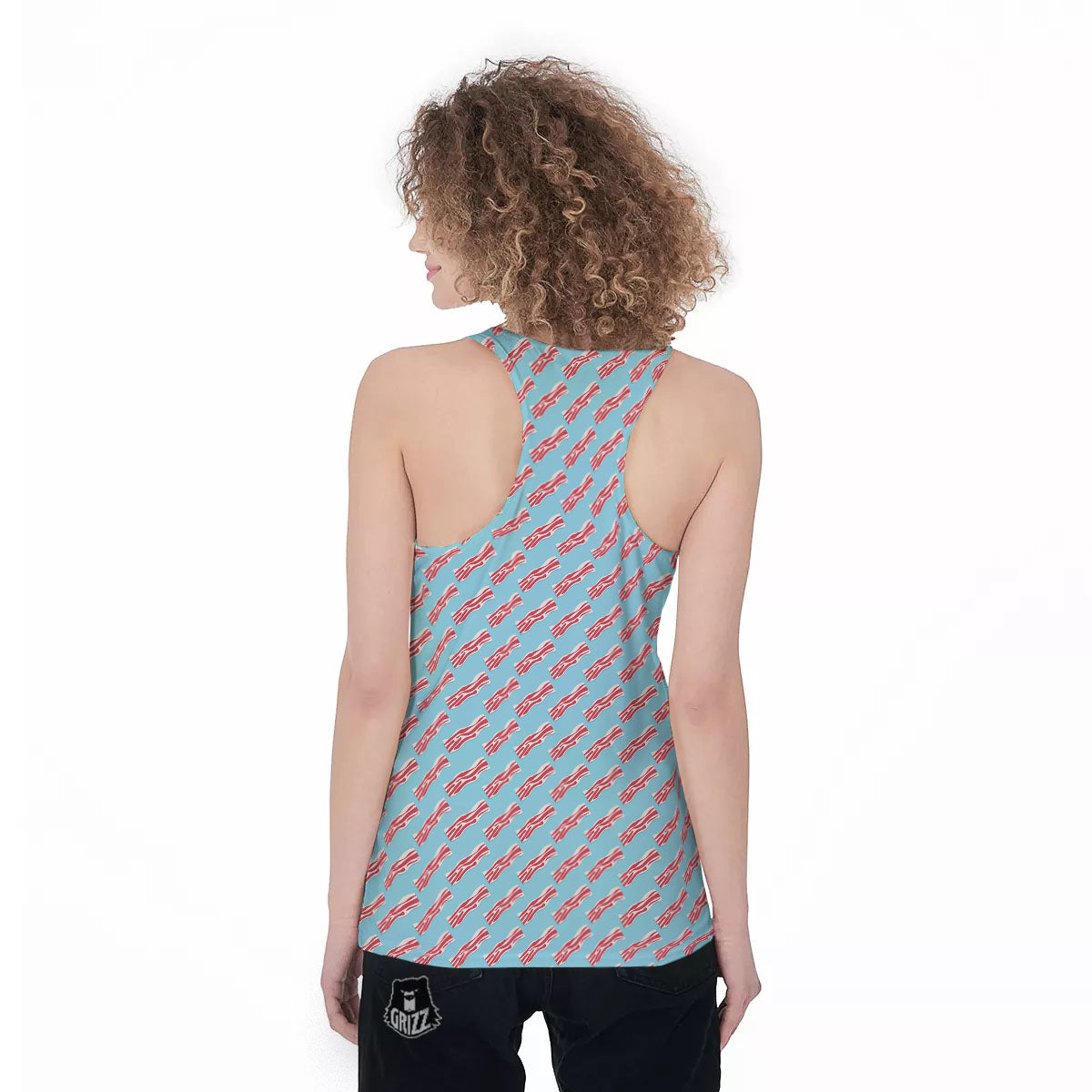 Bacon Blue Print Pattern Women's Racerback Tank Top-grizzshop
