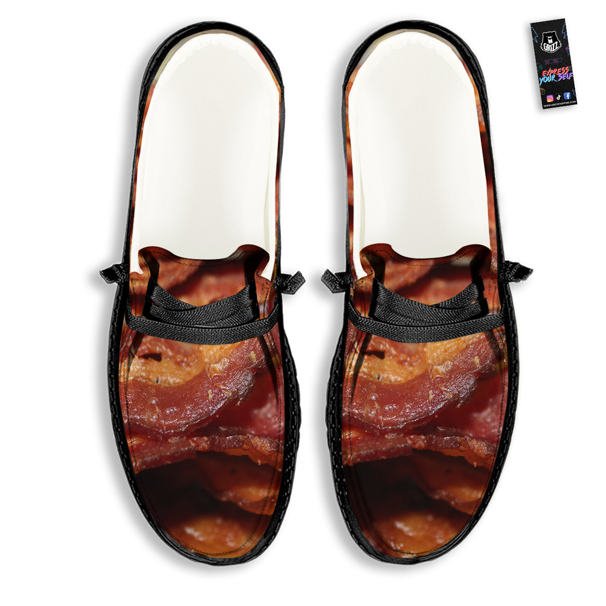 Bacon Crispy Print Black Loafers-grizzshop