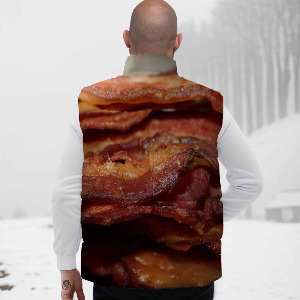 Bacon Crispy Print Down Vest-grizzshop