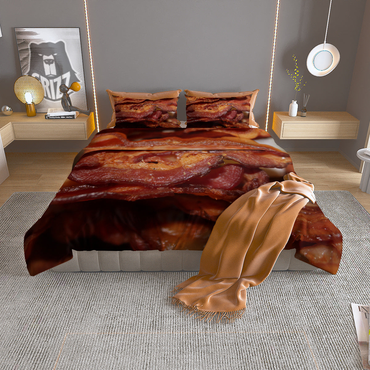 Bamboo Leaf Green Print Pattern Duvet Cover Bedding Set