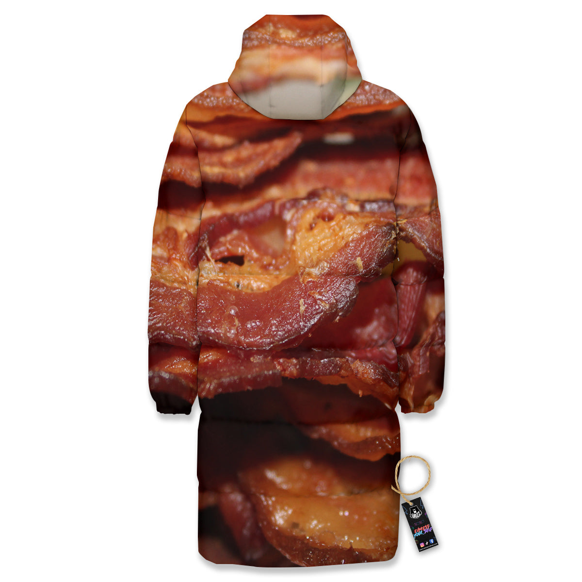 Bacon Crispy Print Long Down Jacket-grizzshop