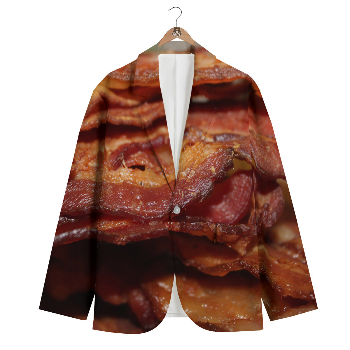 Bacon Crispy Print Men's Blazer-grizzshop
