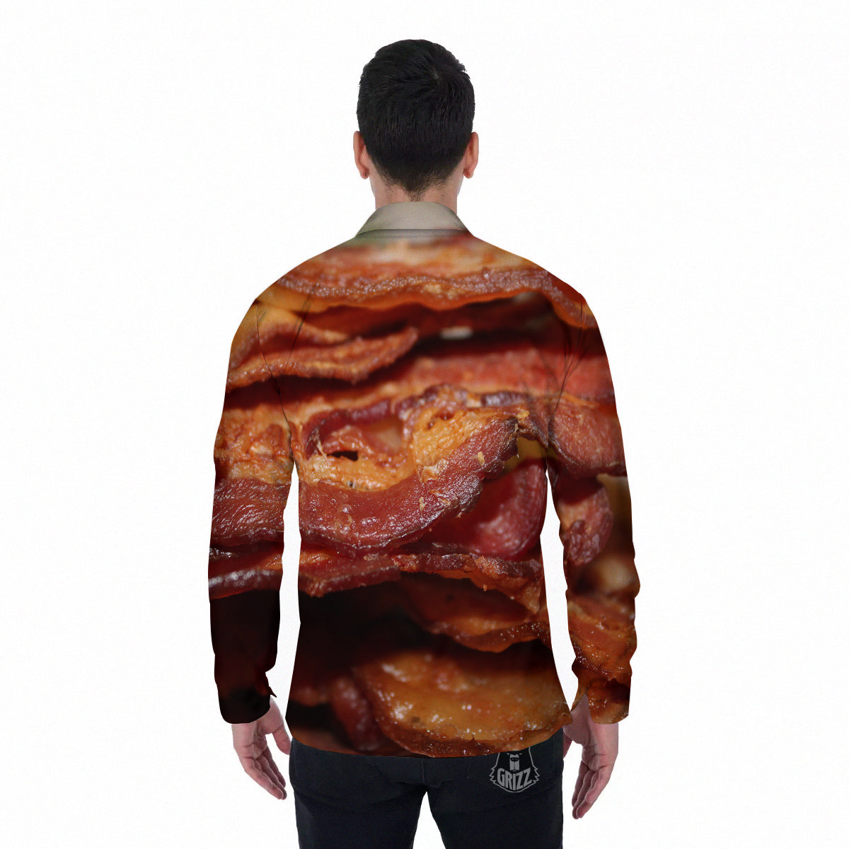 Bacon Crispy Print Men's Long Sleeve Shirts-grizzshop