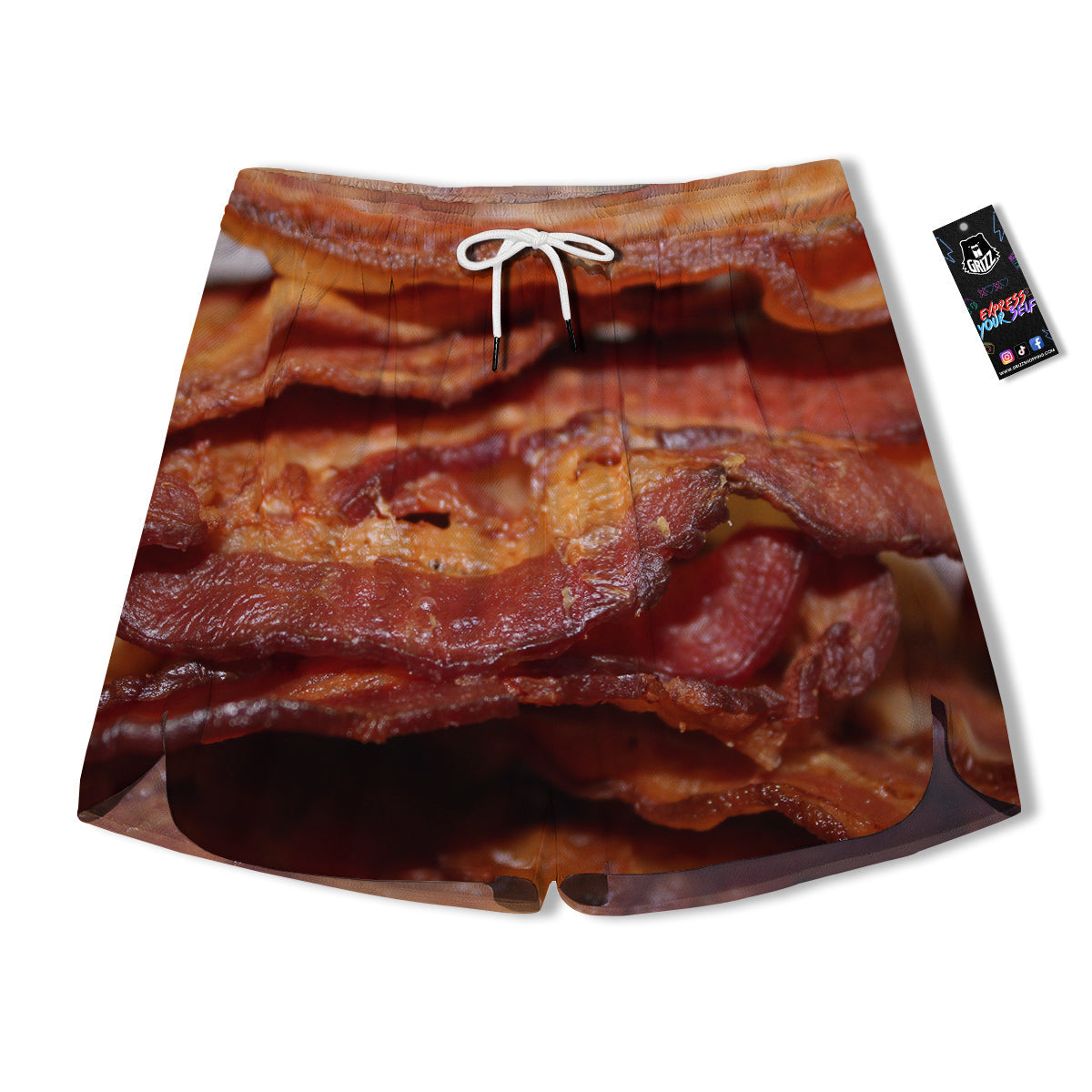 Bacon Crispy Print Men's Running Shorts-grizzshop