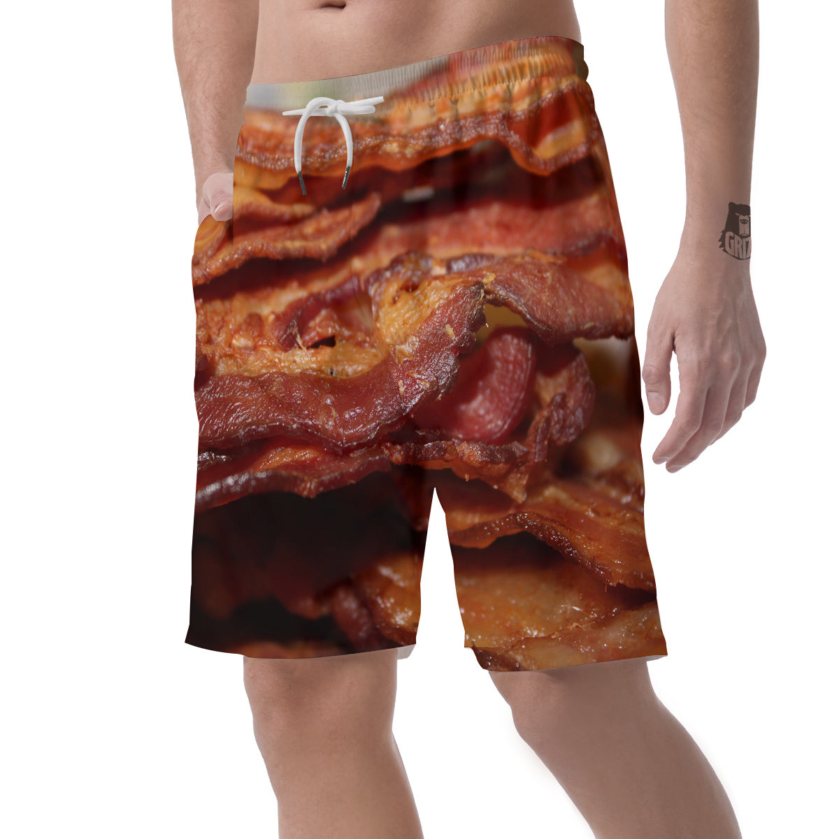 Bacon Crispy Print Men's Shorts-grizzshop