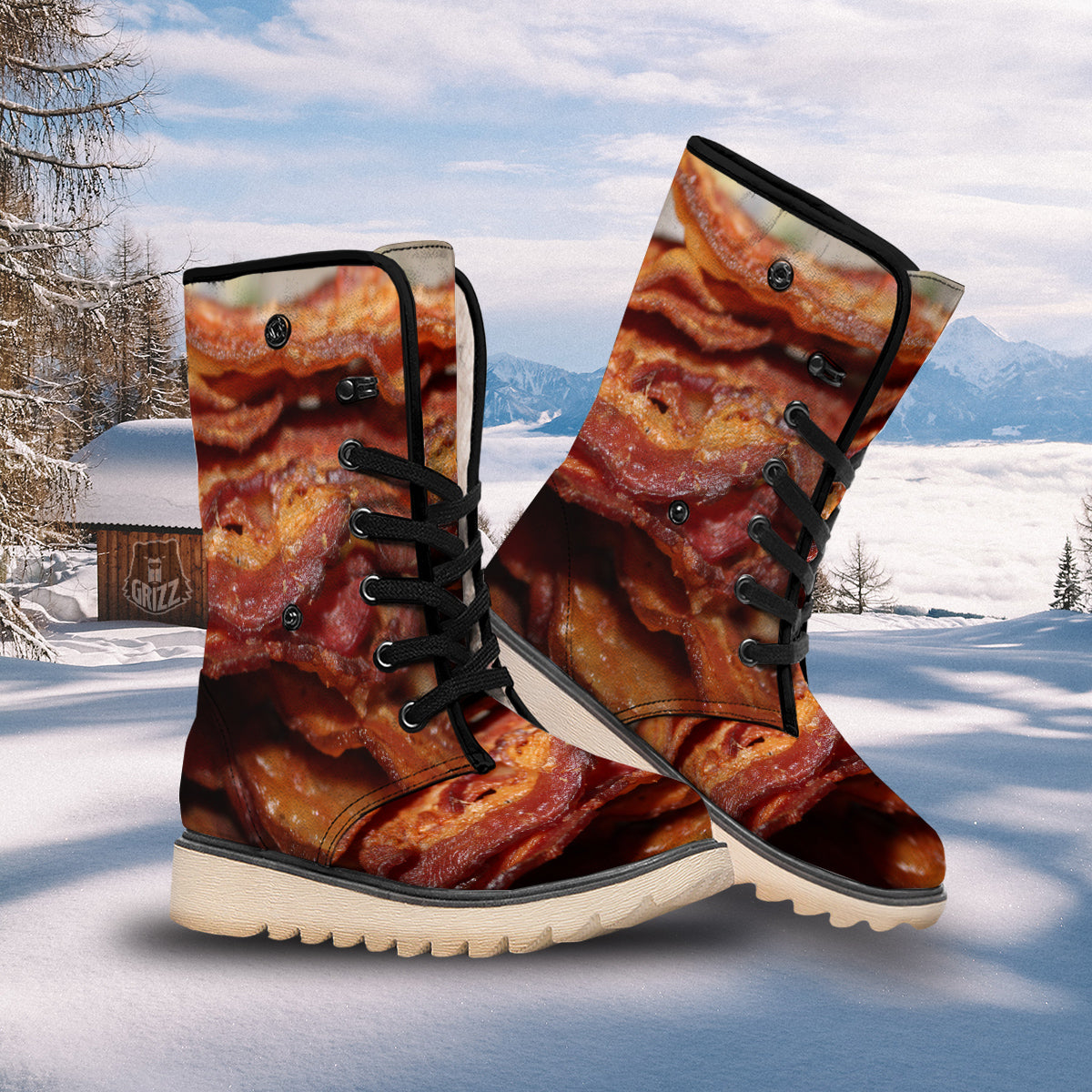 Bacon Crispy Print Snow Boots-grizzshop