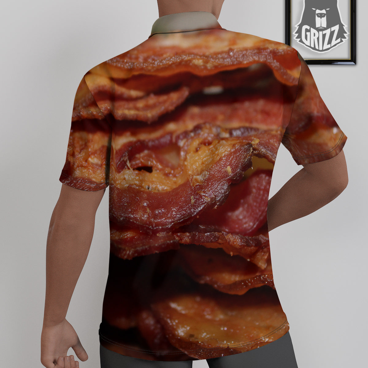Bacon Crispy Print Untucked Shirts-grizzshop