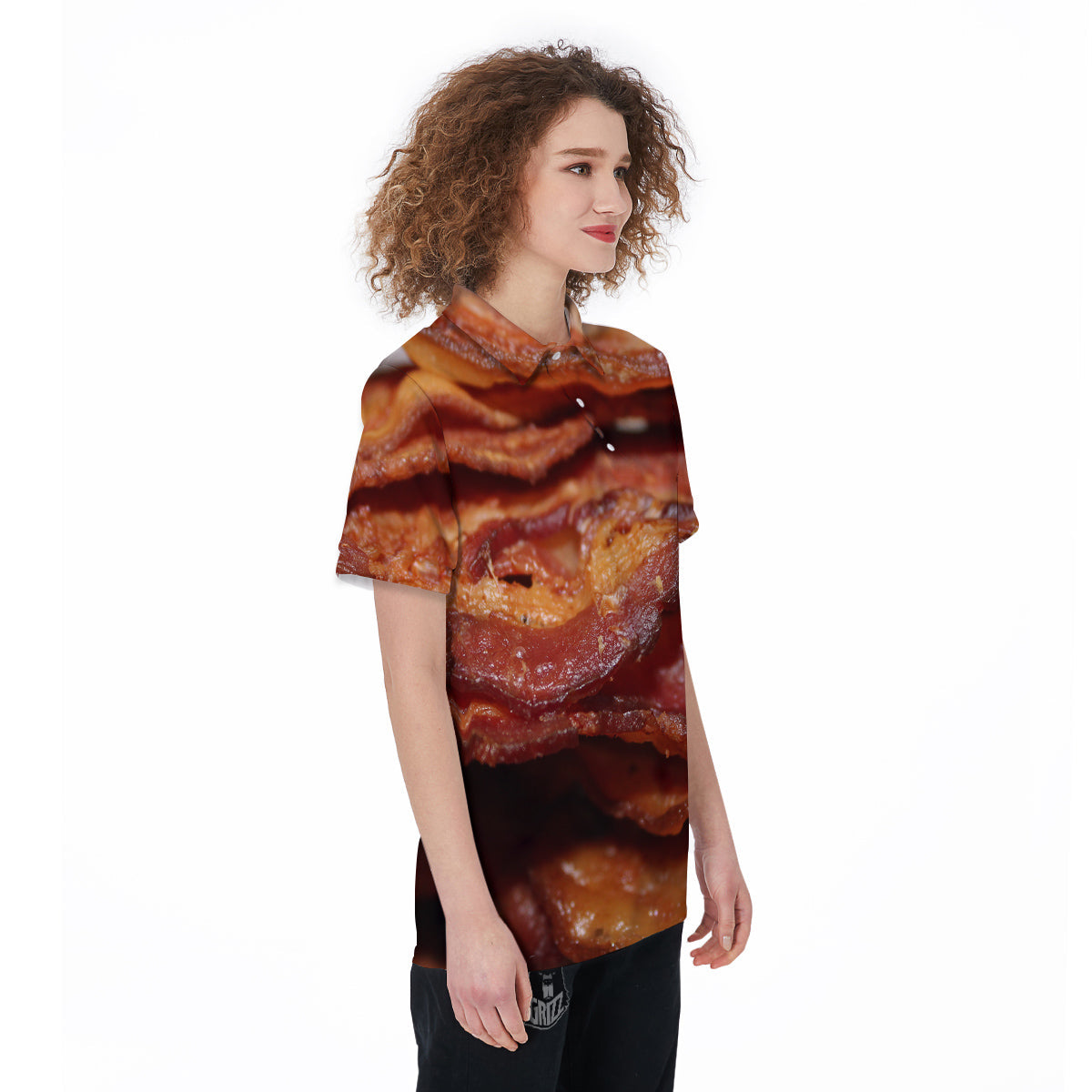 Bacon Crispy Print Women's Golf Shirts-grizzshop