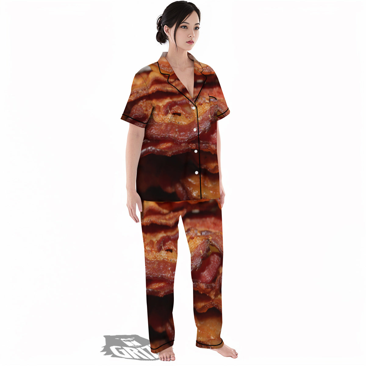Bacon Crispy Print Women's Pajamas Set-grizzshop