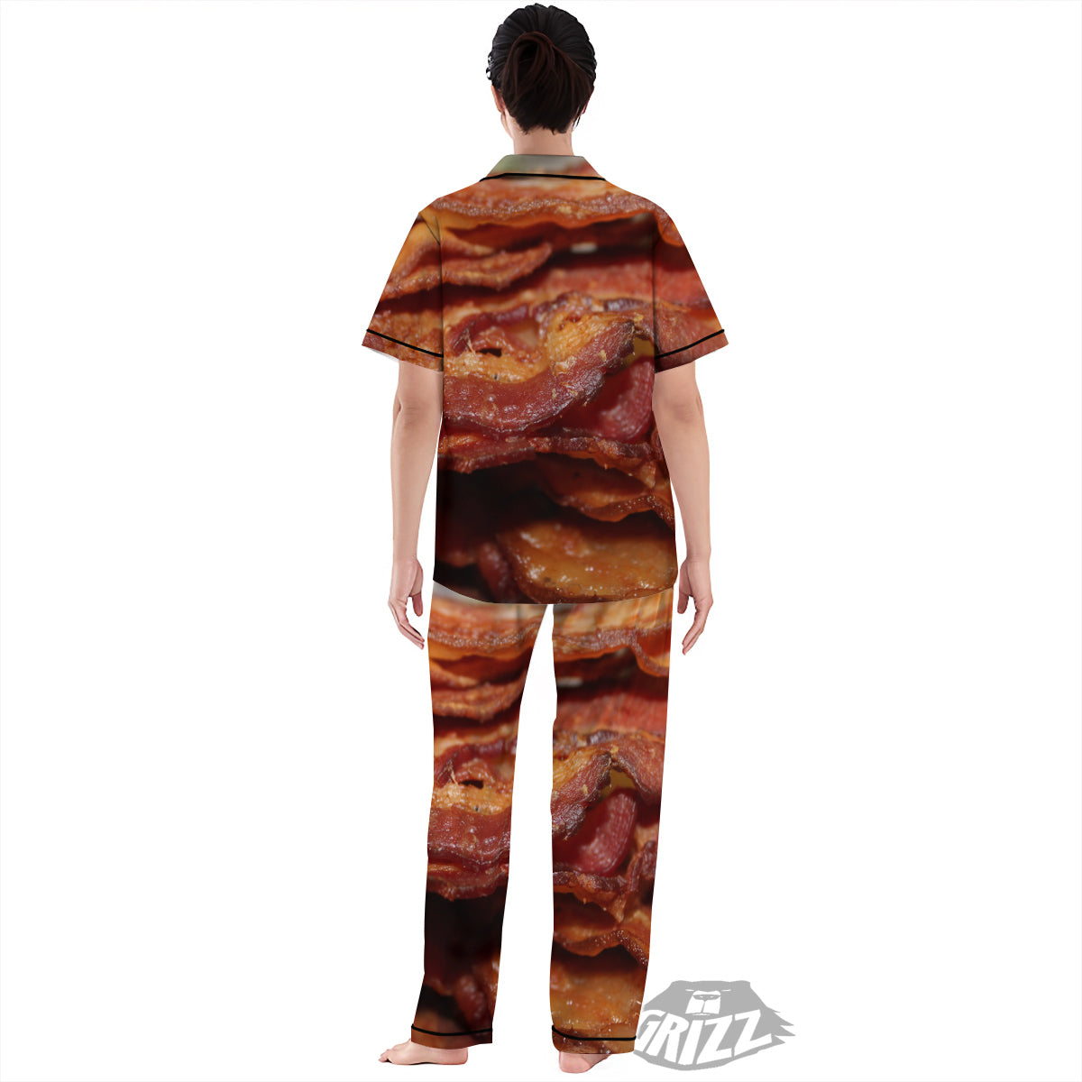 Bacon Crispy Print Women's Pajamas Set-grizzshop