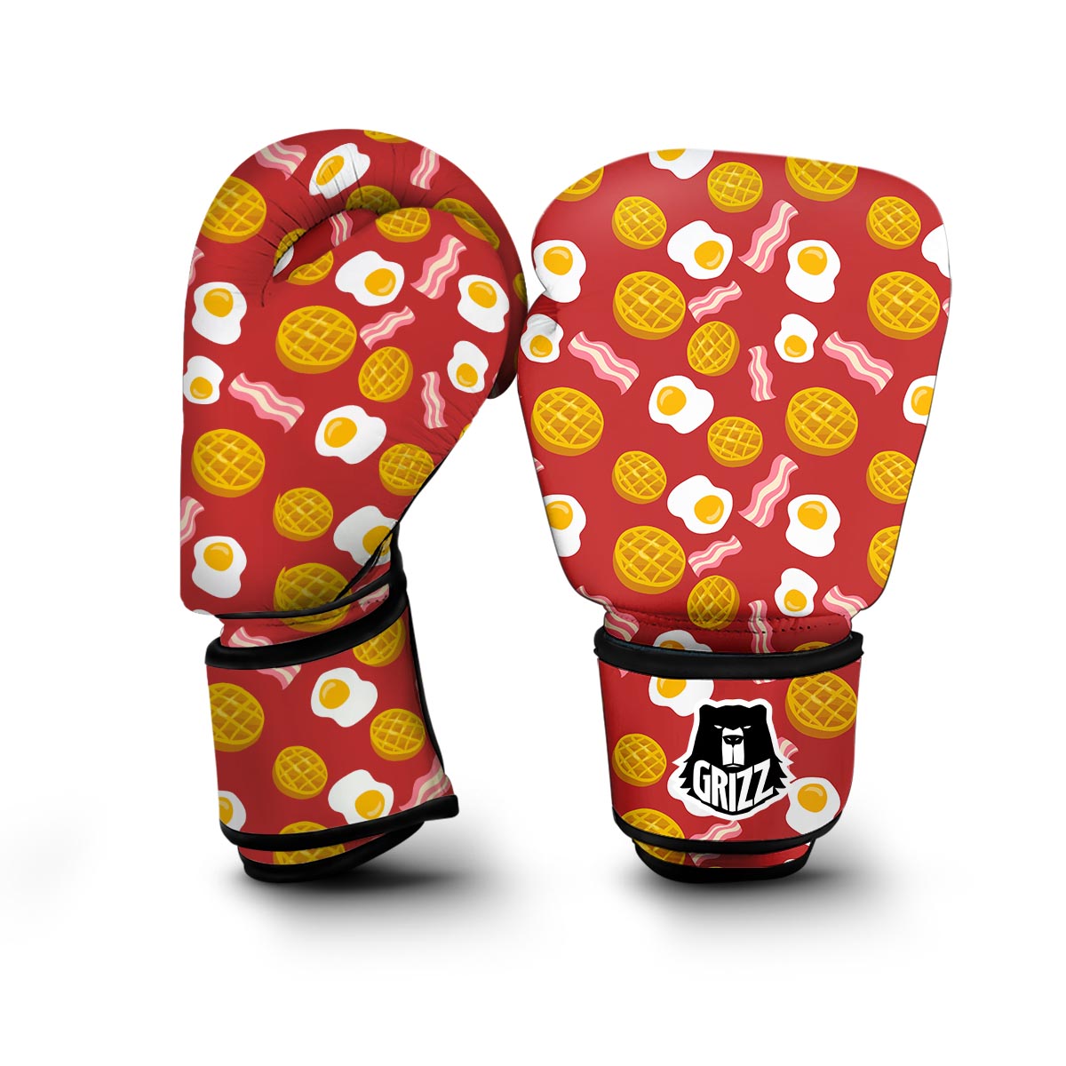 Bacon Egg Pancake Pattern Print Boxing Gloves-grizzshop
