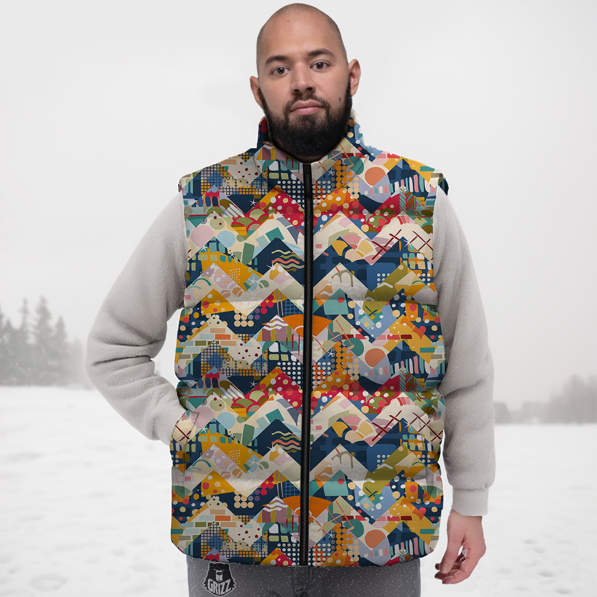 Bacon Egg Pancake Pattern Print Down Vest