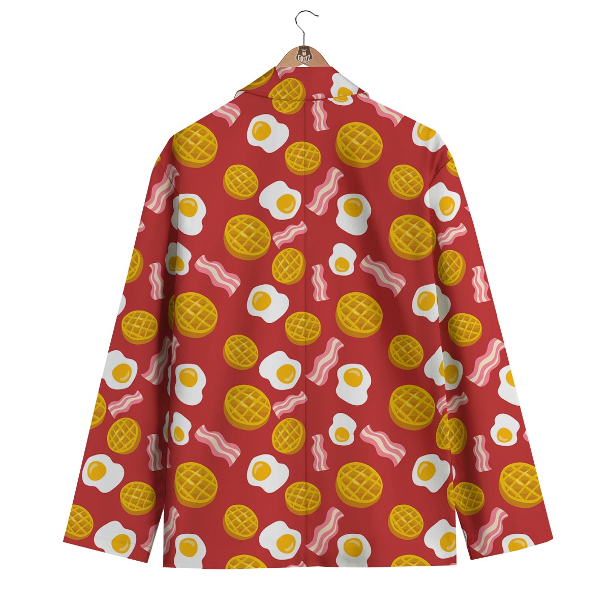 Bacon Egg Pancake Pattern Print Men's Blazer-grizzshop