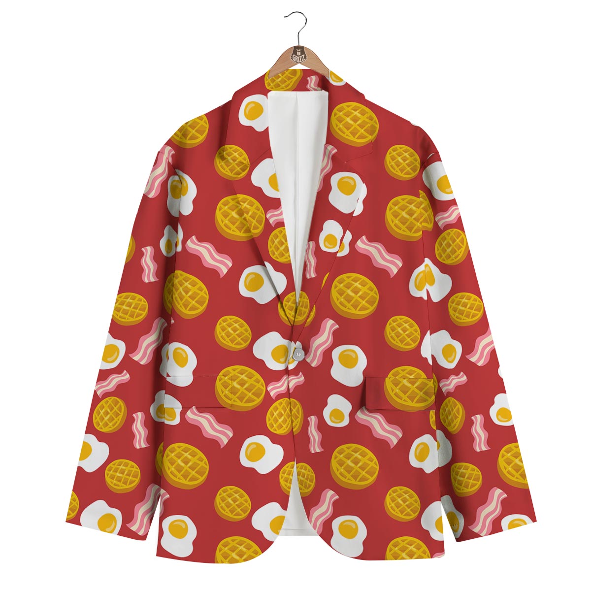 Bacon Egg Pancake Pattern Print Men's Blazer-grizzshop