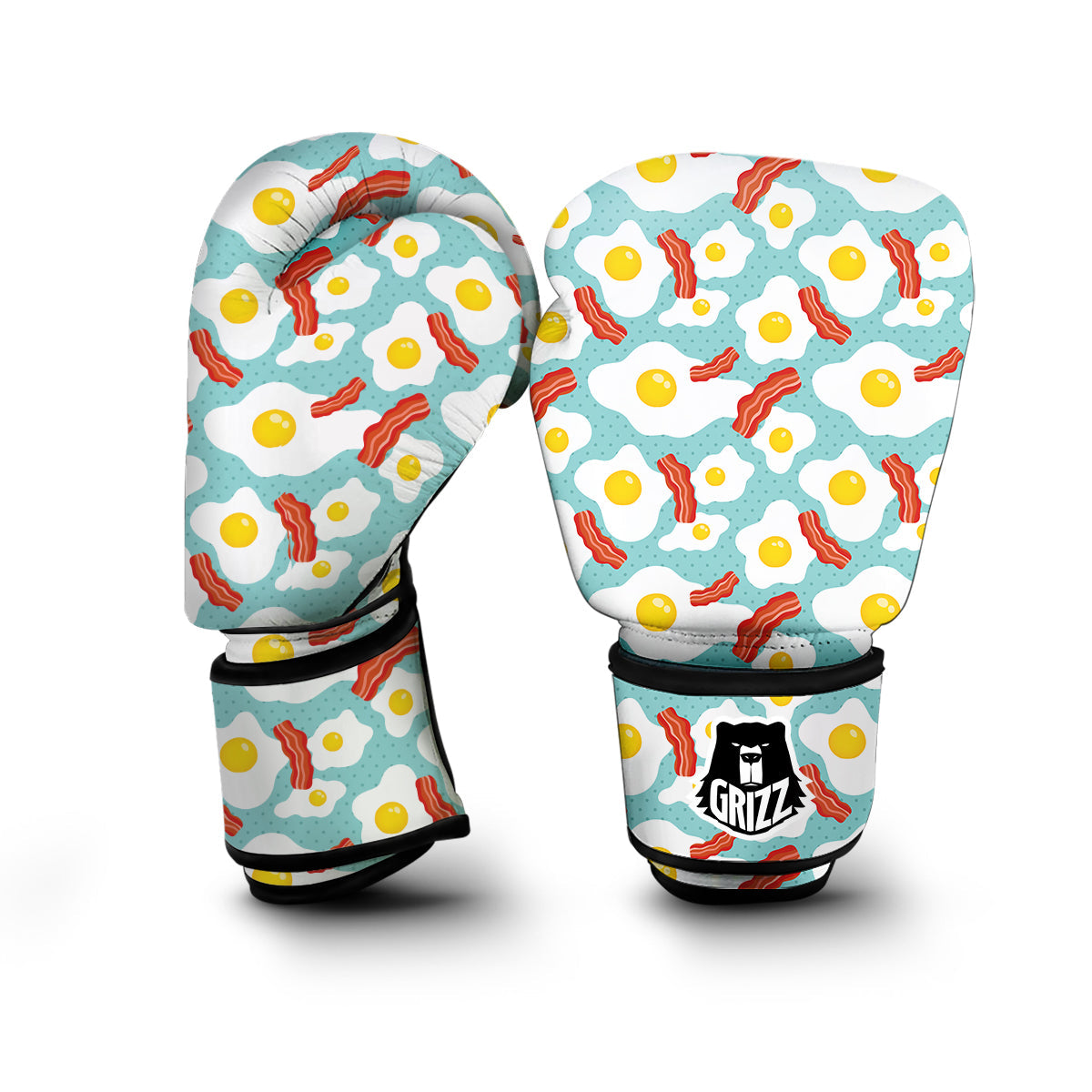 Bacon Egg Pattern Print Boxing Gloves-grizzshop