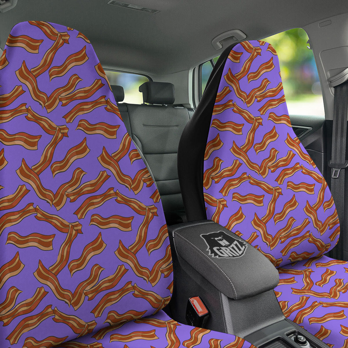 Bacon Purple Print Pattern Car Seat Covers-grizzshop