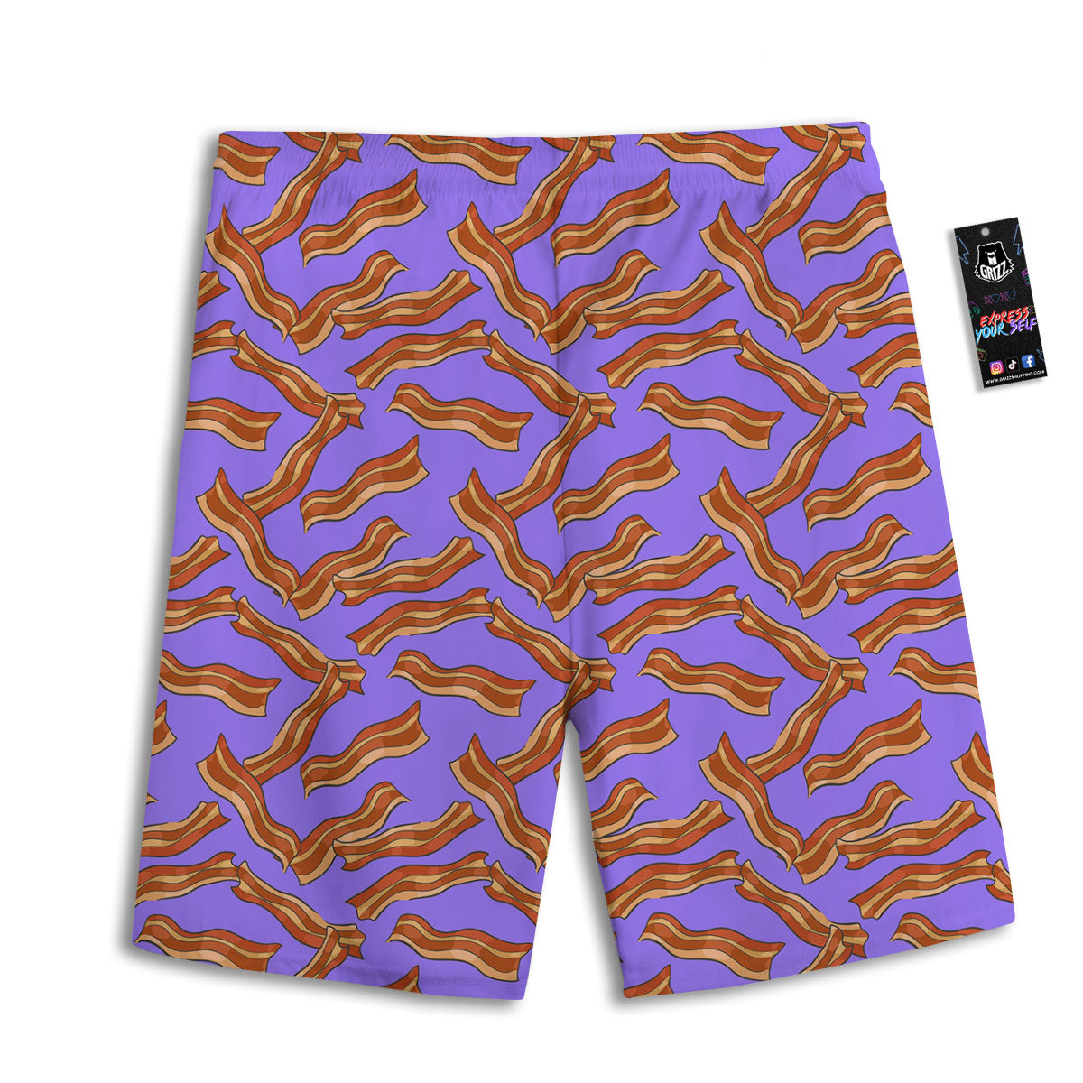 Bacon Purple Print Pattern Men's Athletic Shorts