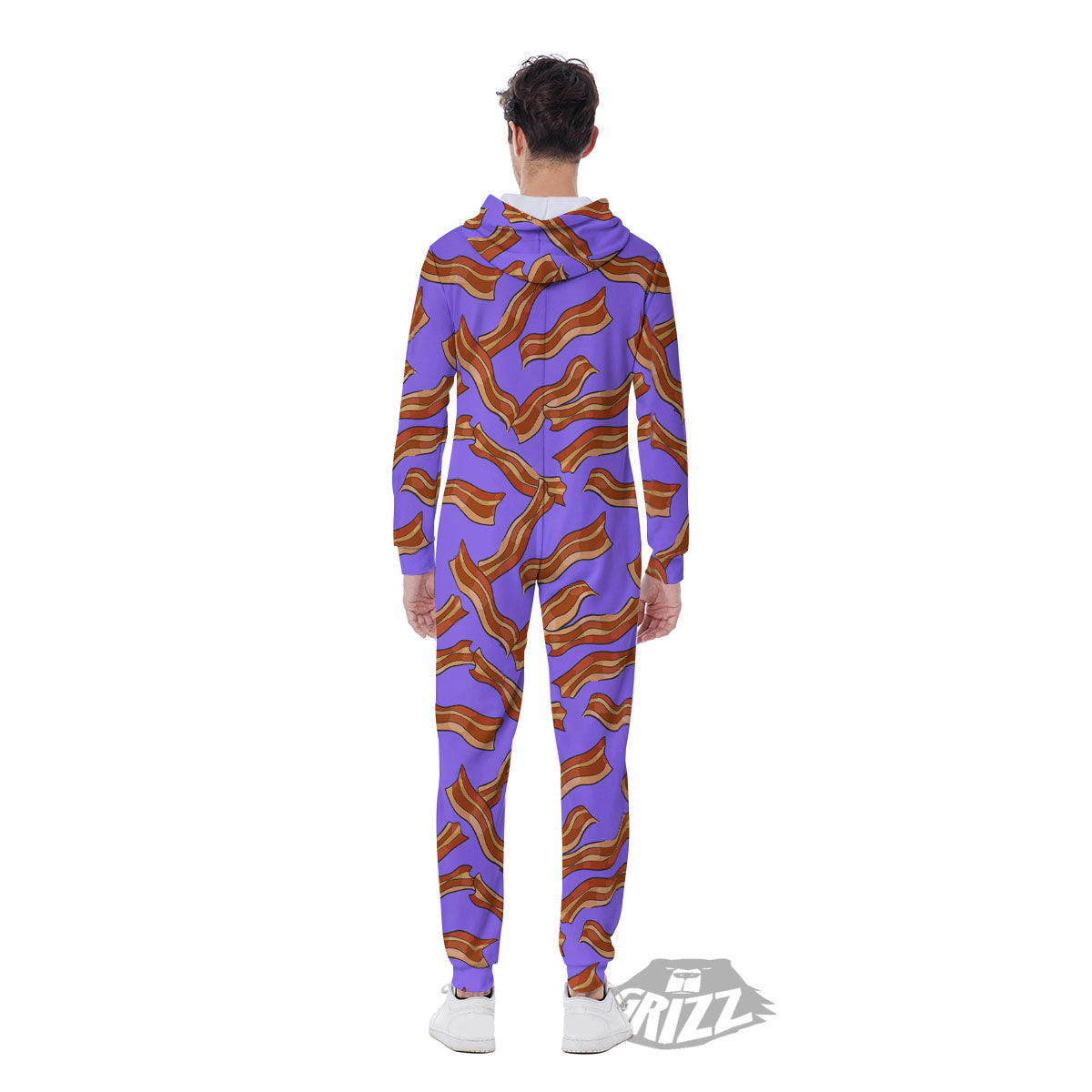 Bacon Purple Print Pattern Men's Jumpsuit-grizzshop