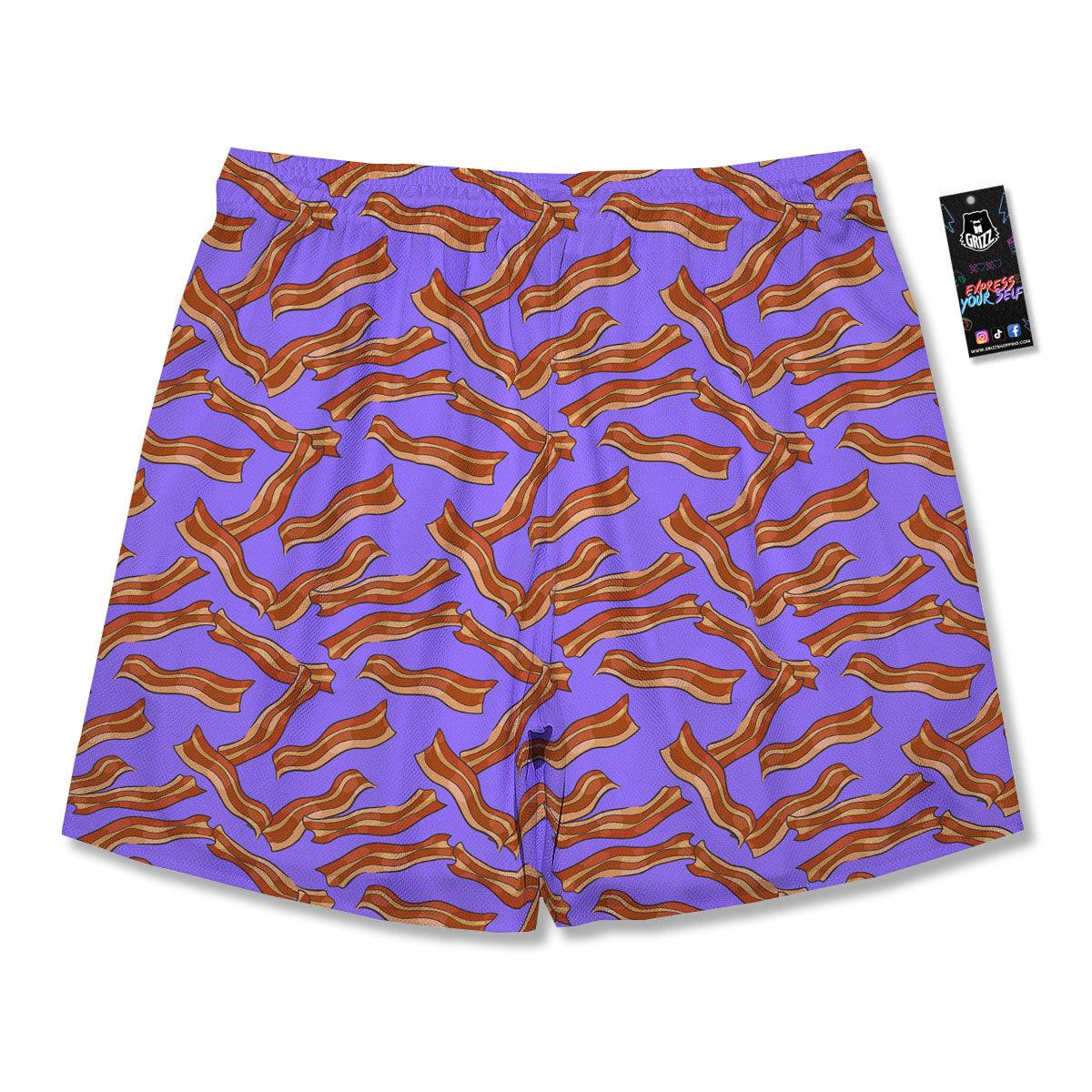 Bacon Purple Print Pattern Men's Running Shorts-grizzshop