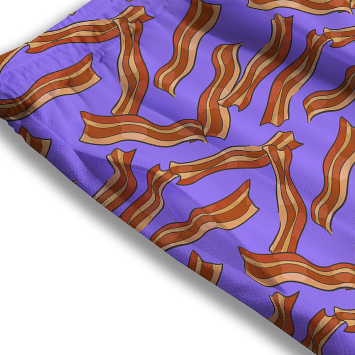 Bacon Purple Print Pattern Mesh Shorts