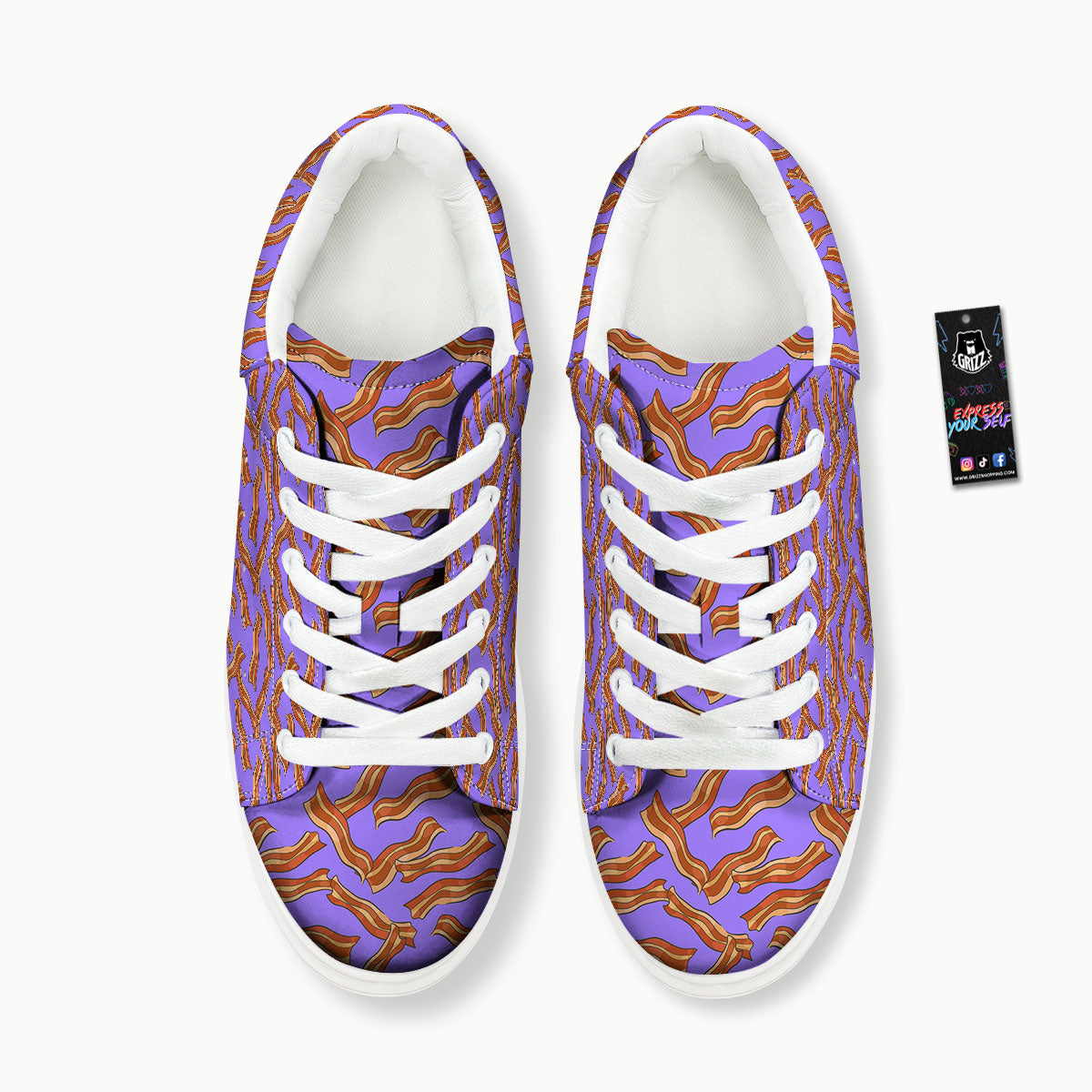 Bacon Purple Print Pattern Platform Shoes-grizzshop