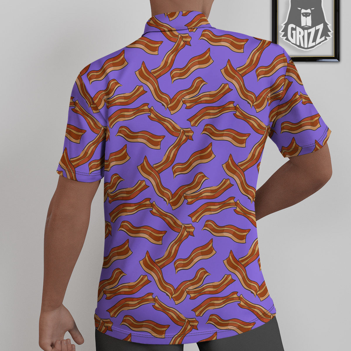 Bacon Purple Print Pattern Untucked Shirts-grizzshop