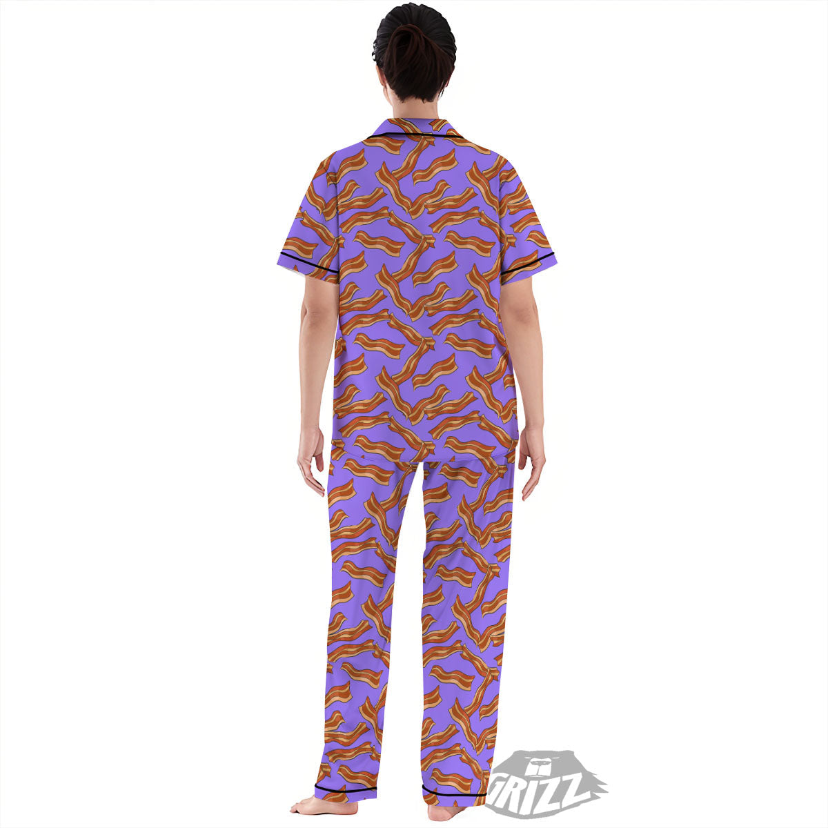 Bacon Purple Print Pattern Women's Pajamas Set-grizzshop