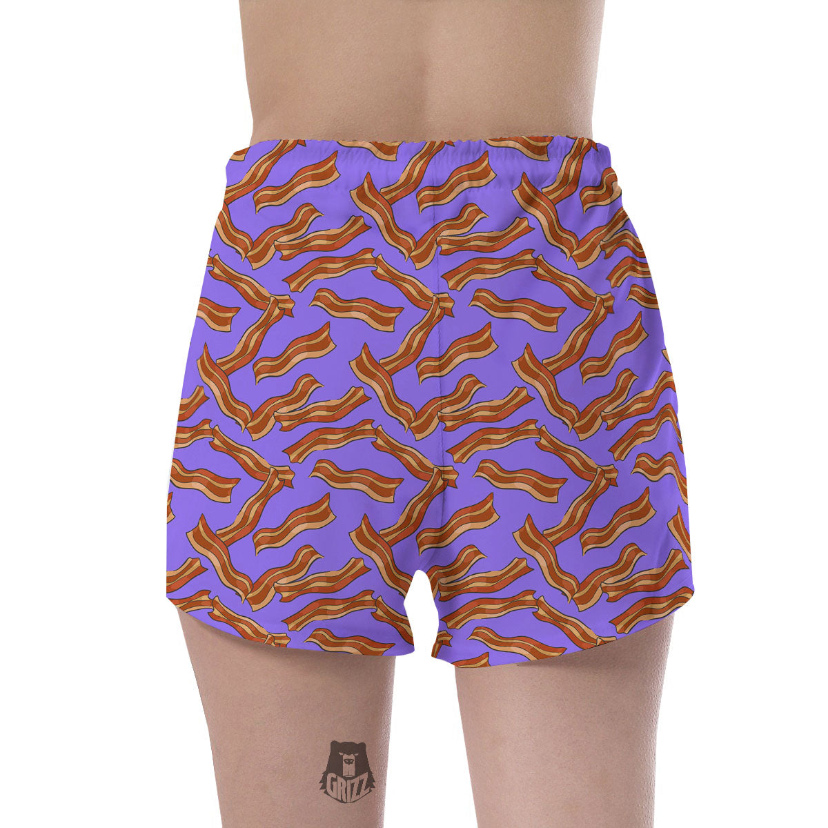 Bacon Purple Print Pattern Women's Shorts-grizzshop