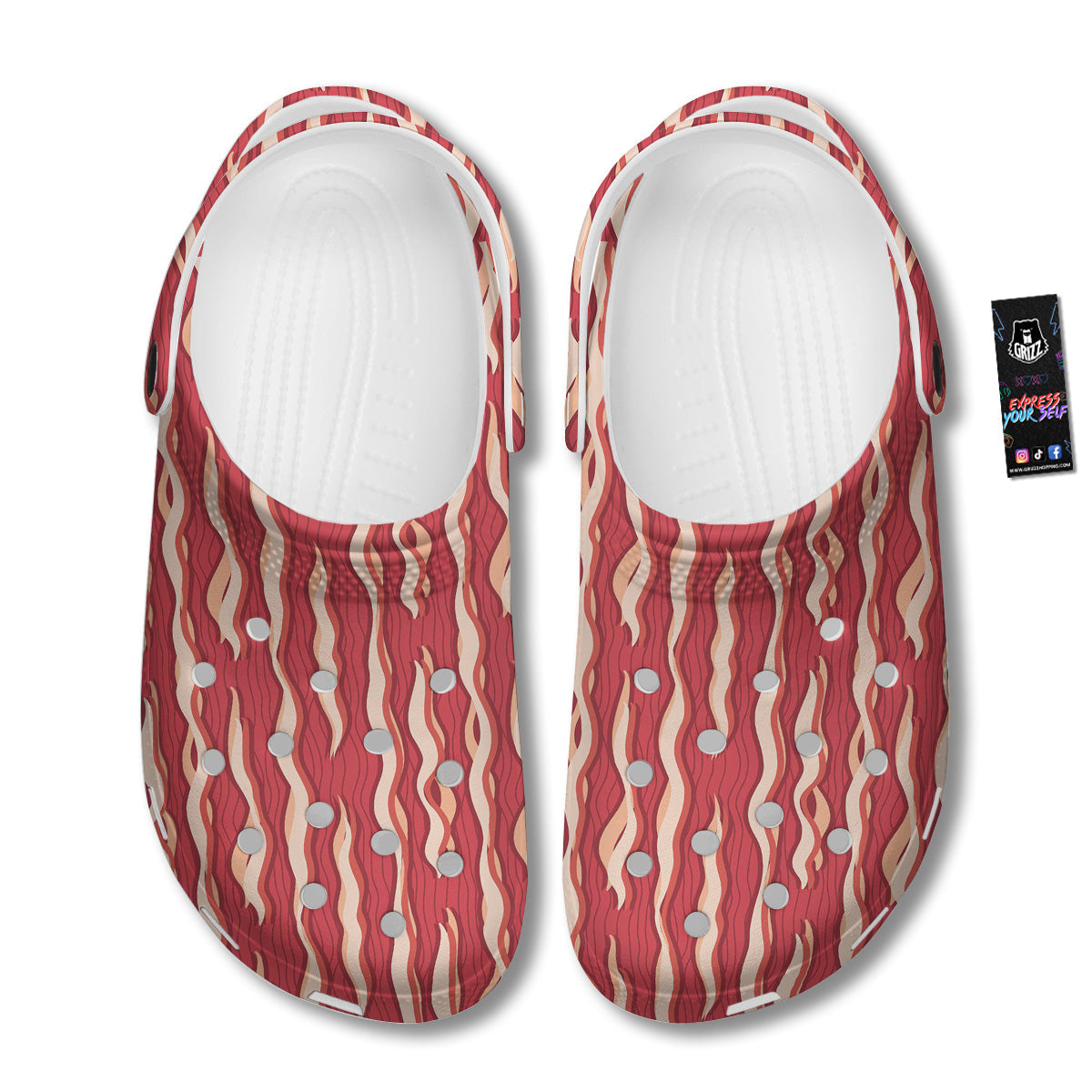 Bacon Texture Print Pattern Clog-grizzshop