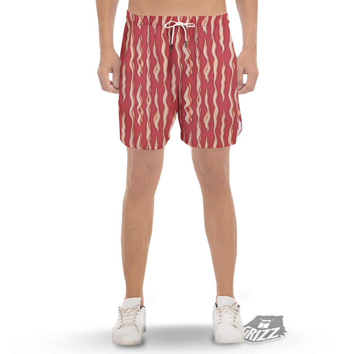 Bacon Texture Print Pattern Men's Gym Shorts-grizzshop
